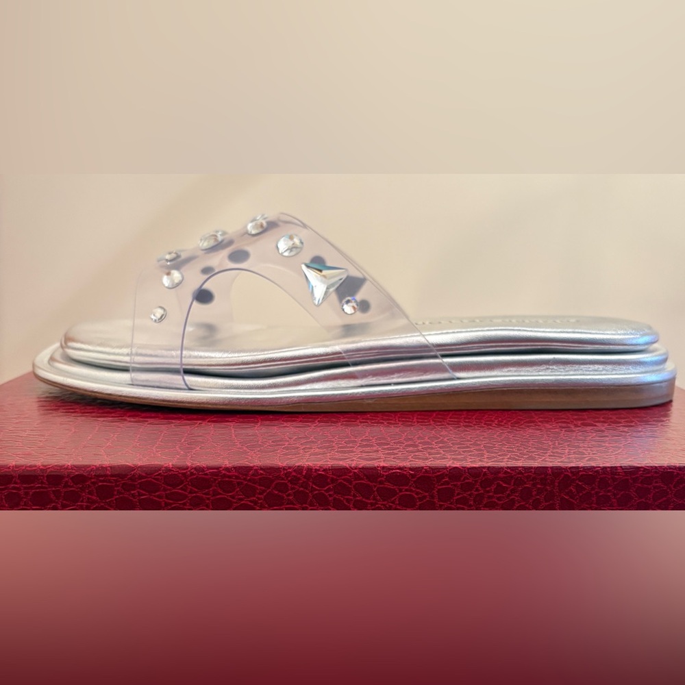 Tamara Mellon Silver Sandals with Metallic Finish - Picture 9 of 14